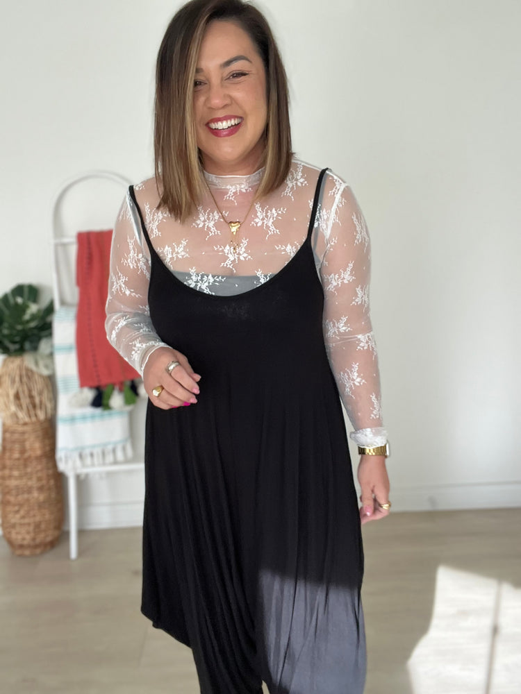 Mock Neck Lace Top