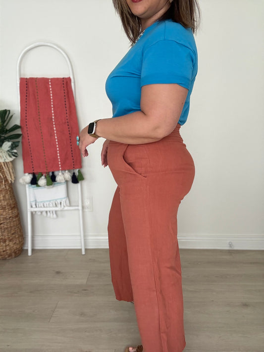 Clay Linen Blend Culottes