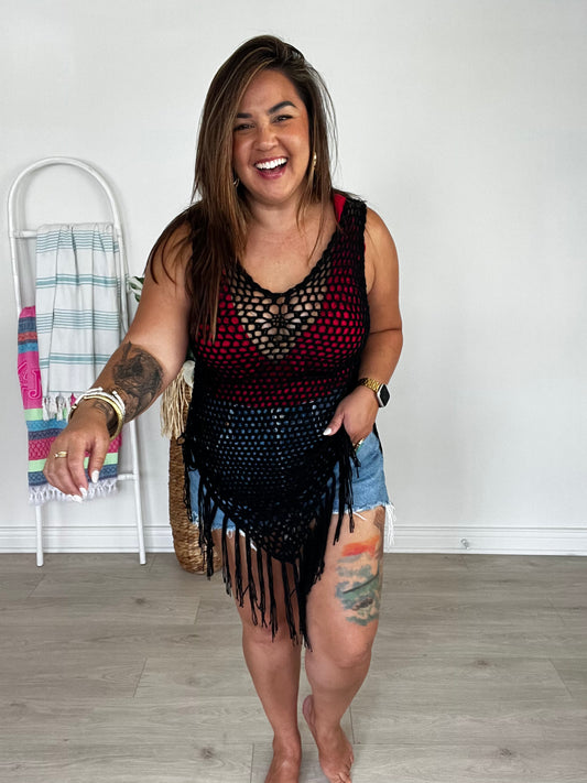 Black Crochet Cover Up