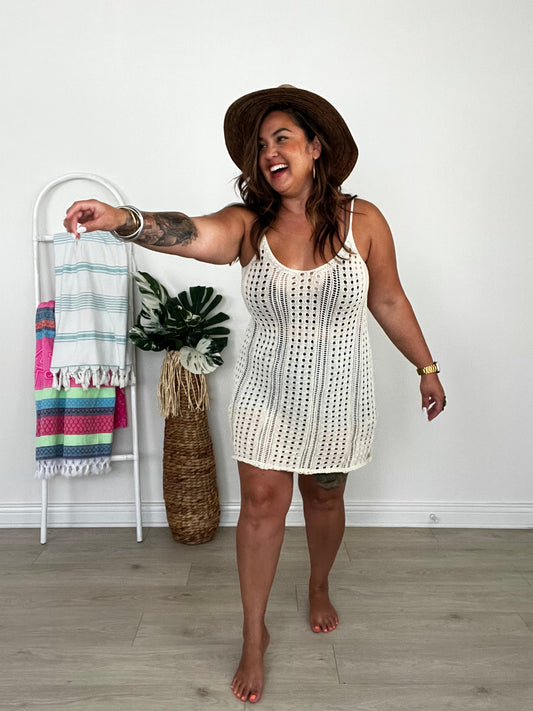 Beige Crochet Cover Up